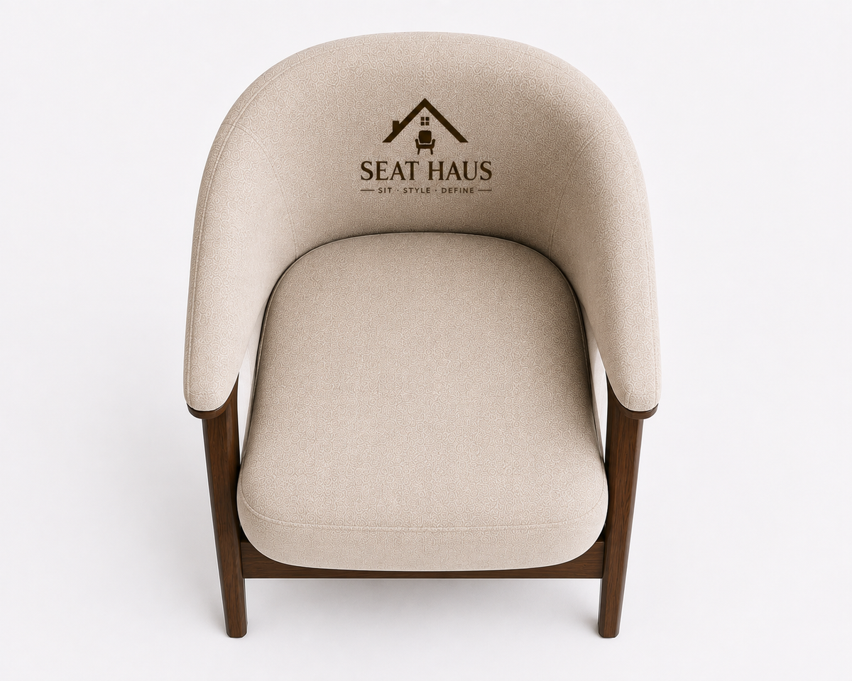 Modern Beige Accent Armchair with Solid Wooden Frame & Premium Upholstery