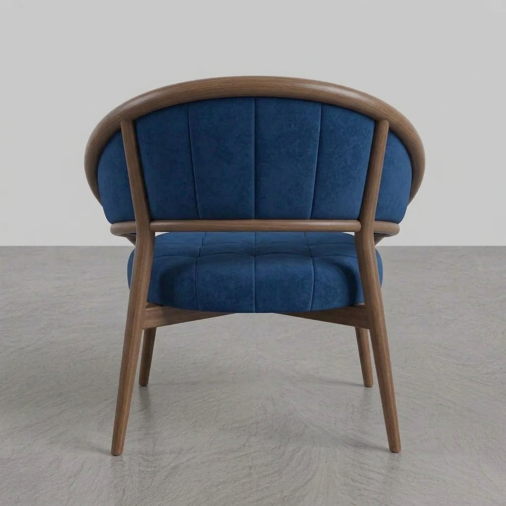 NORDIC AURA Round Velvet Accent Chair Deep Blue